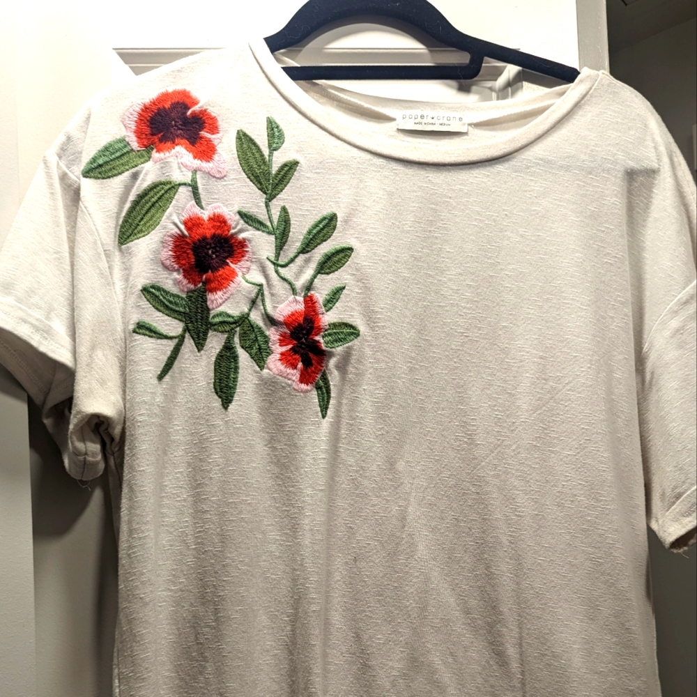 Flower Embroidered T-Shirt